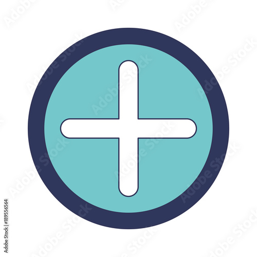 plus icon in circle in blue color sections silhouette vector illustration