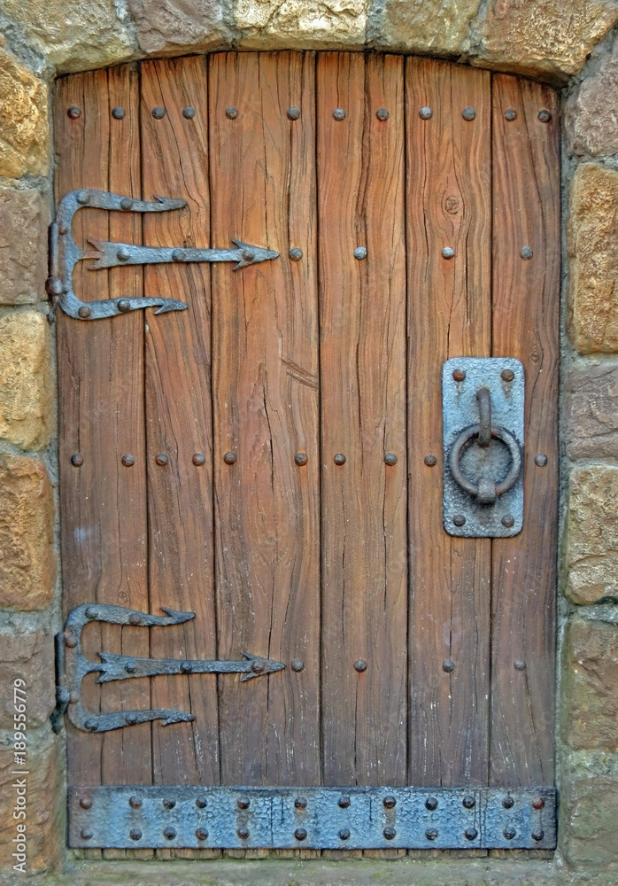 An Old-Fashioned Wooden and Iron Door