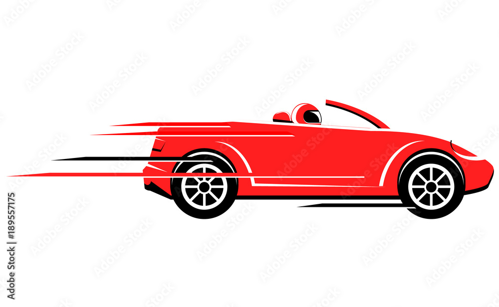 Speeding convertible vehicle vector image