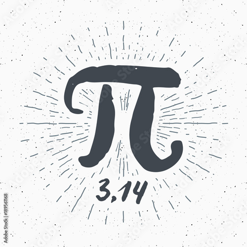 Pi symbol hand drawn icon, Grunge calligraphic mathematical sign, vector illustration
