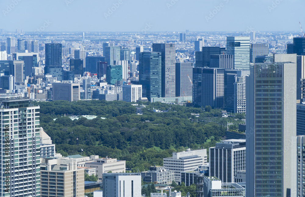 Obraz premium 東京風景 六本木から望む皇居方面 クローズアップ