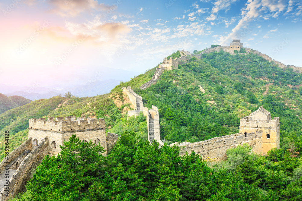 Obraz premium Great Wall of China at the jinshanling section,sunset natural landscape