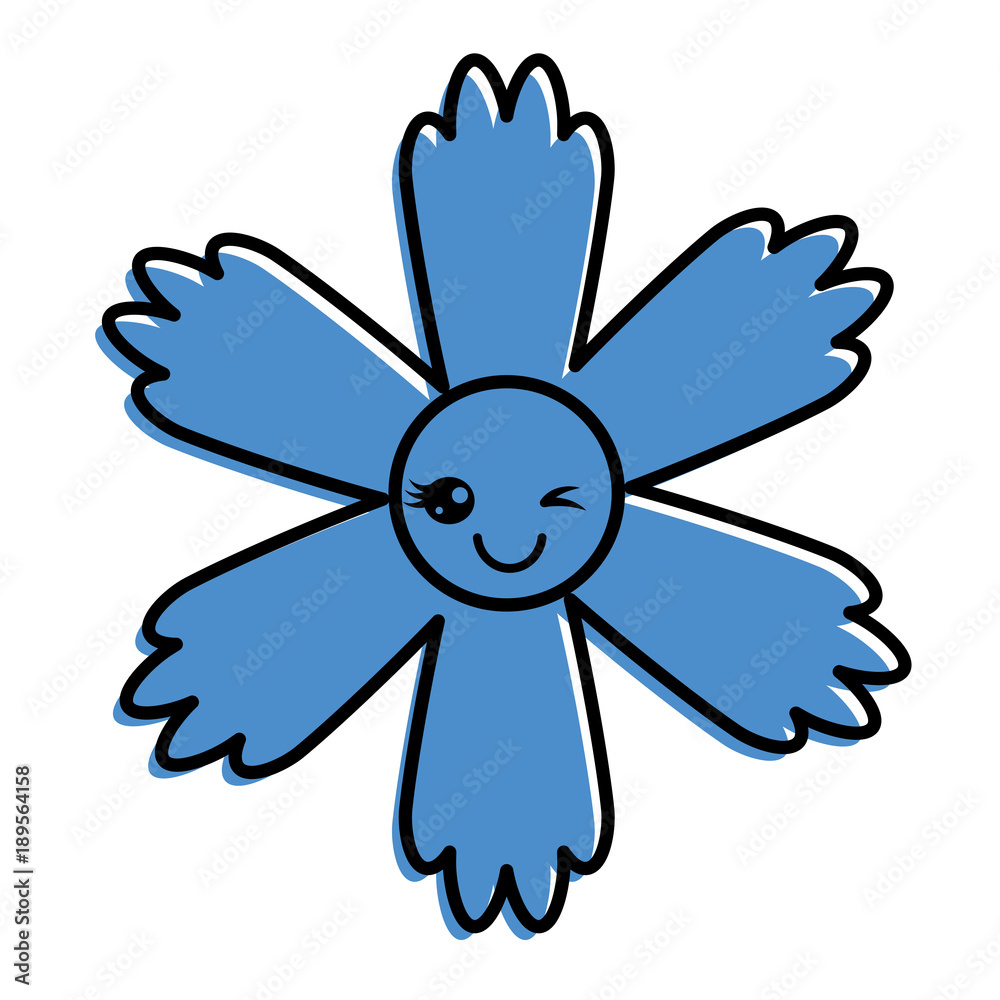 cute blue flower kawaii cartoon vector illustration cute blue flower kawaii cartoon vector illustration