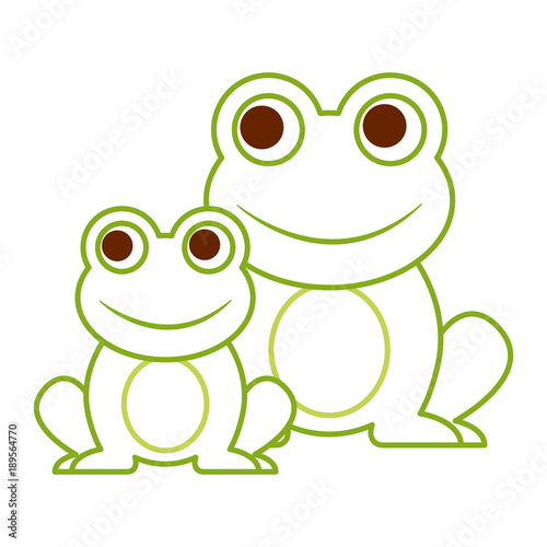 frogs cute animal sitting cartoon vector illustration color line design