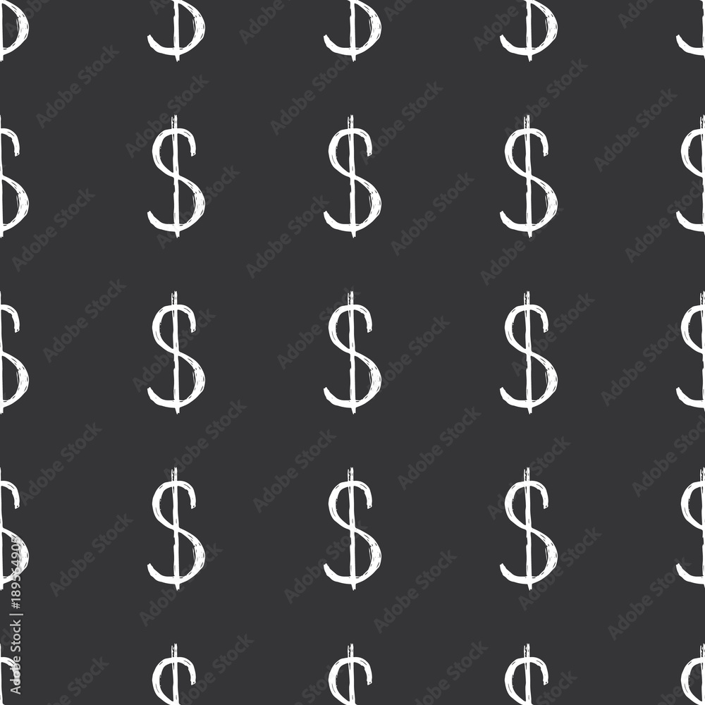 Dollar sign icon brush lettering seamless pattern, Grunge calligraphic symbols background, vector illustration Dollar sign icon brush lettering seamless pattern, Grunge calligraphic symbols background, vector illustration