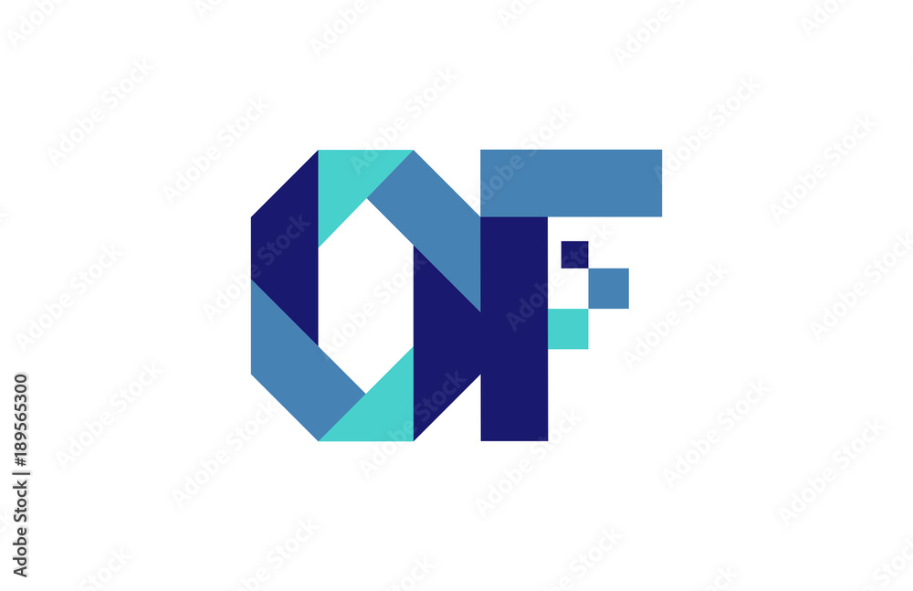 OF Digital Ribbon Letter Logo OF Digital Ribbon Letter Logo