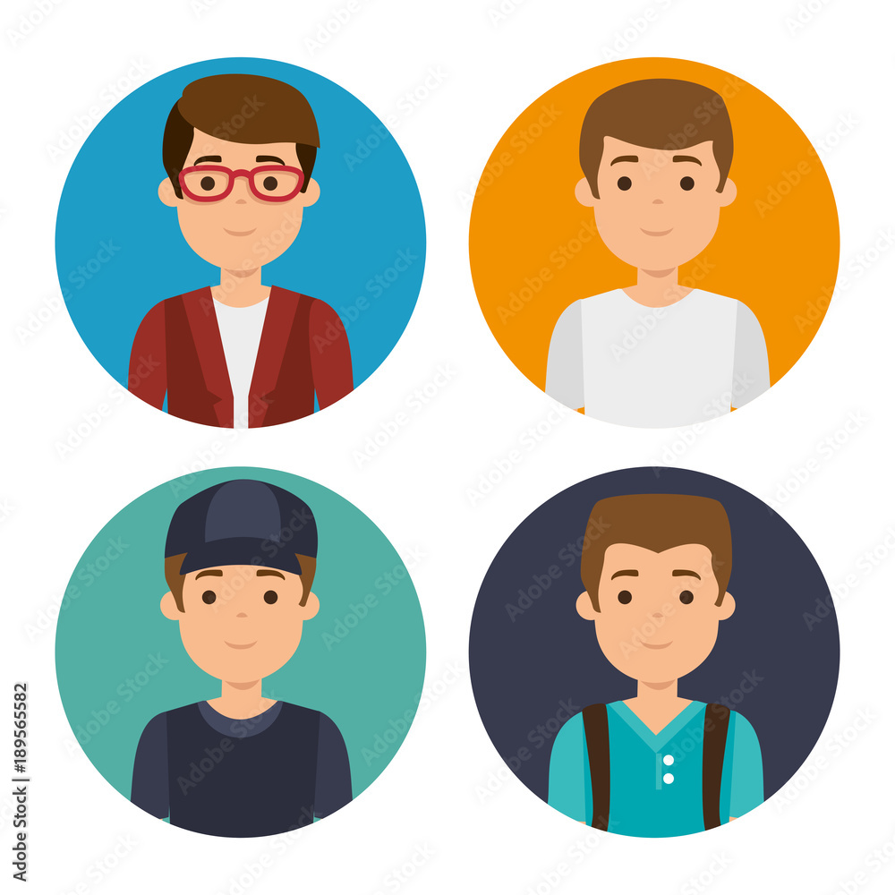 set of millennial young people set of millennial young people