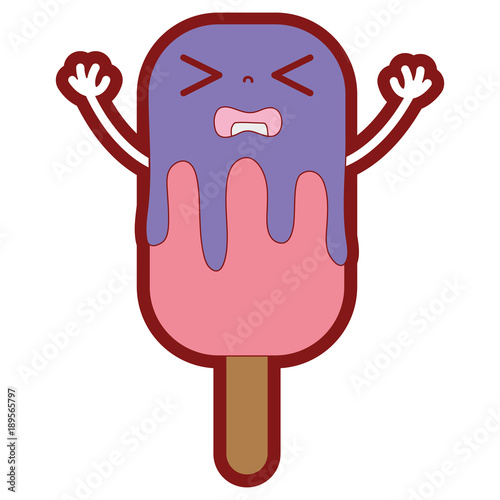 line color sleeping kawaii ice lolly with arms