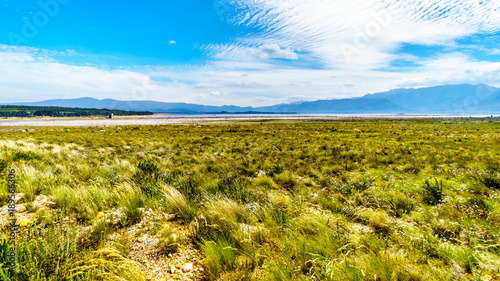 Extremely low water level in the Theewaterkloof Dam or TWK Dam due to extensive drought. The dam is a major reservoir for the water supply for the Cape Town area photo