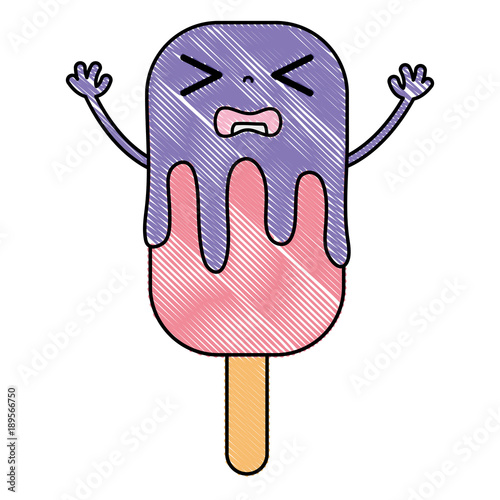 grated sleeping kawaii ice lolly with arms