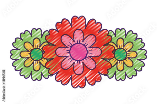 three flower natural decoration ornament image vector illustration drawing design