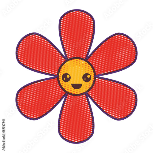 orange flower kawaii cartoon botanical icon vector illustration drawing design