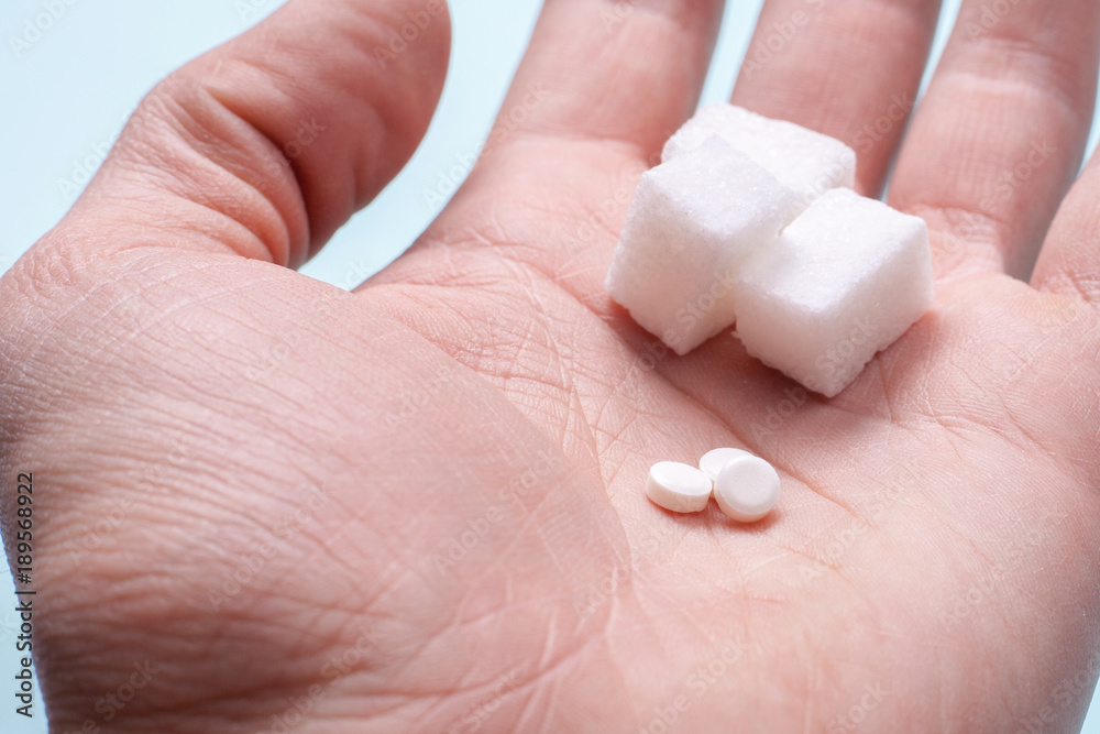 Fotografie Choice of Sweetener in tablets or regular sugar