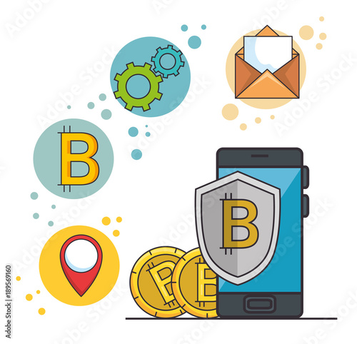 blockchain and bitcoin technology concept