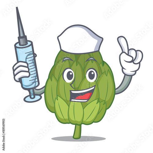 Nurse artichoke character cartoon style
