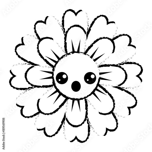 flower kawaii cartoon cute petals vector illustration sketch design