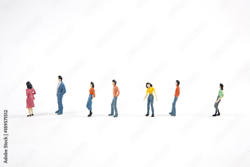 people standing in a line on white background people standing in a line on white background