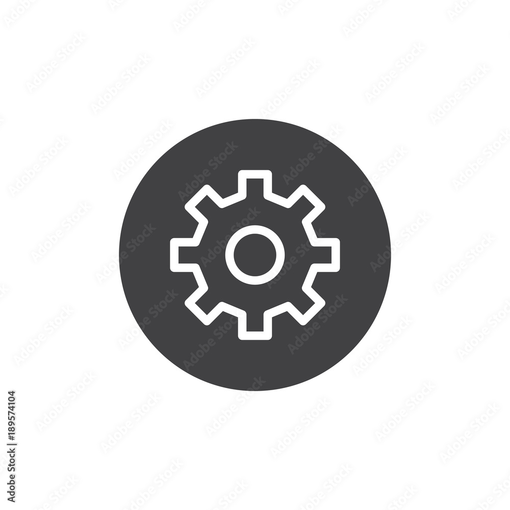 Vettoriale Stock Setting circular button icon vector, filled flat sign,  solid pictogram isolated on white. Gear, settings circular symbol, logo  illustration. | Adobe Stock