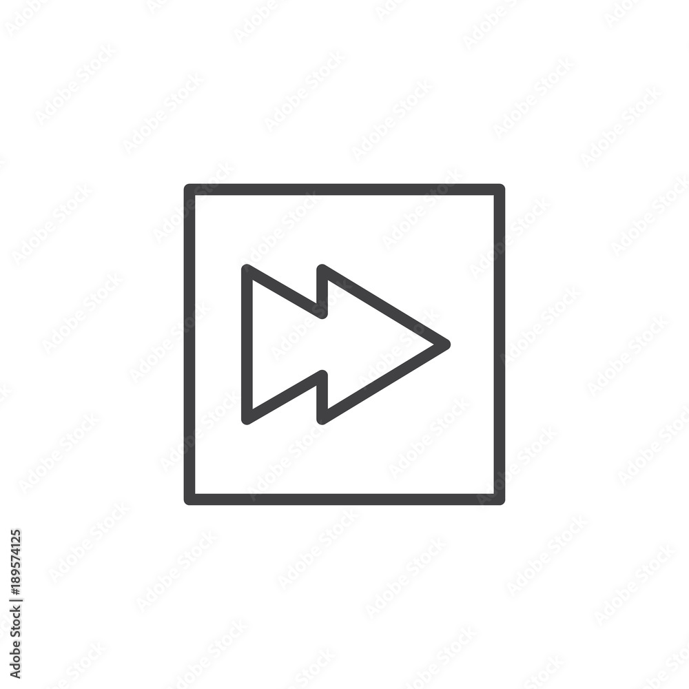 Fast forward play button line icon, outline vector sign, linear style pictogram isolated on white. Symbol, logo illustration. Editable stroke Fast forward play button line icon, outline vector sign, linear style pictogram isolated on white. Symbol, logo illustration. Editable stroke
