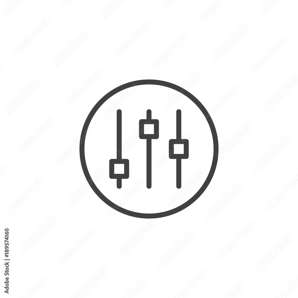 Mixer, music equalizer line icon, outline vector sign, linear style pictogram isolated on white. Adjustment levels symbol, logo illustration. Editable stroke Mixer, music equalizer line icon, outline vector sign, linear style pictogram isolated on white. Adjustment levels symbol, logo illustration. Editable stroke