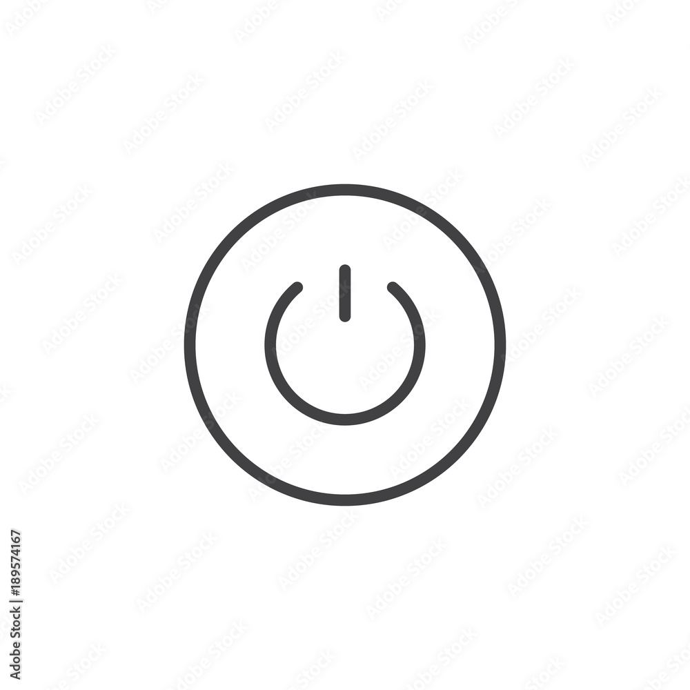 Power button line icon, outline vector sign, linear style pictogram isolated on white. Shutdown symbol, logo illustration. Editable stroke Power button line icon, outline vector sign, linear style pictogram isolated on white. Shutdown symbol, logo illustration. Editable stroke