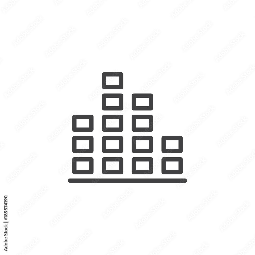 Audio equalizer spectrum bars line icon, outline vector sign, linear style pictogram isolated on white. Symbol, logo illustration. Editable stroke Audio equalizer spectrum bars line icon, outline vector sign, linear style pictogram isolated on white. Symbol, logo illustration. Editable stroke