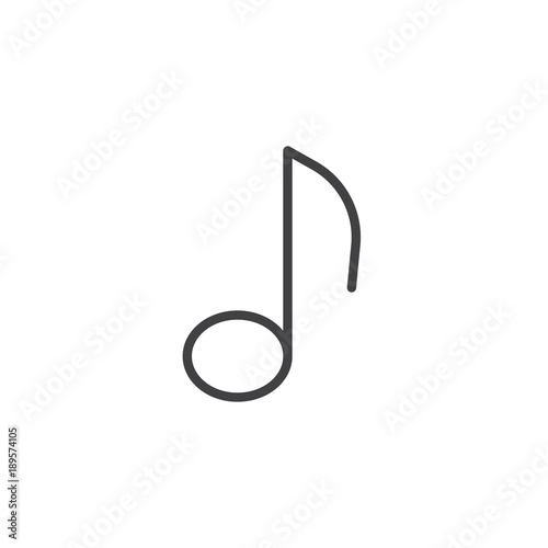 Musical note line icon, outline vector sign, linear style pictogram isolated on white. Quaver or eighth music note symbol, logo illustration. Editable stroke