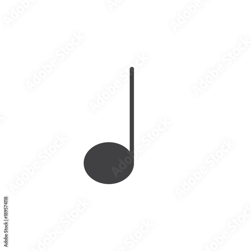 Half music note icon vector, filled flat sign, solid pictogram isolated on white. Symbol, logo illustration.