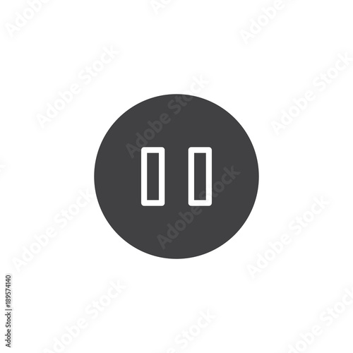 Pause button icon vector, filled flat sign, solid pictogram isolated on white. Symbol, logo illustration.