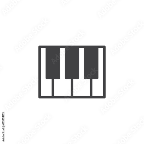 Piano keys icon vector, filled flat sign, solid pictogram isolated on white. Keyboard music symbol, logo illustration.