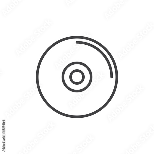 Compact disc line icon, outline vector sign, linear style pictogram isolated on white. CD or DVD symbol, logo illustration. Editable stroke