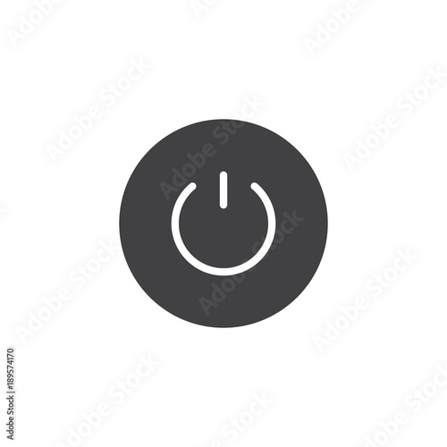 Power button icon vector, filled flat sign, solid pictogram isolated on white. Shutdown symbol, logo illustration.