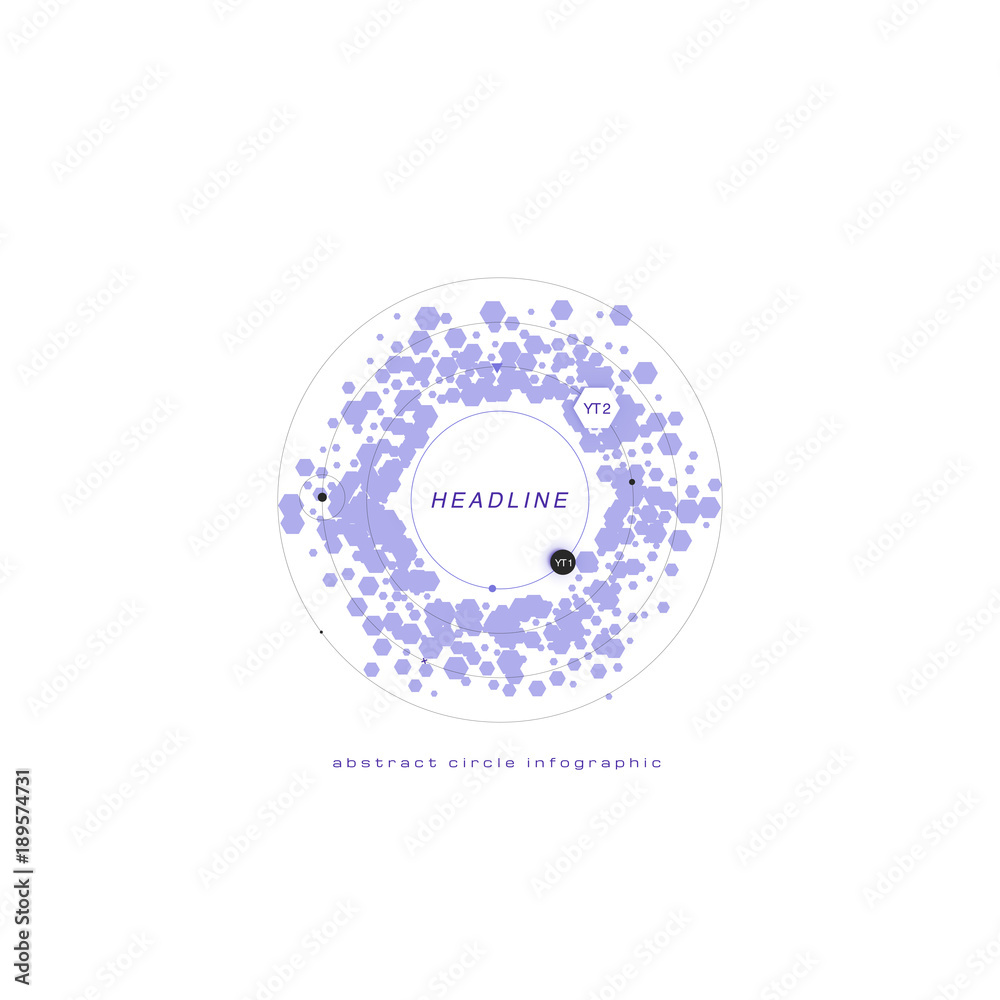 Fototapeta premium Blue color infographic isolated on white background. Abstract template with circles, dots, headline for web design, brochure, flyer, annual report, banner. Minimal concept, vector illustration.