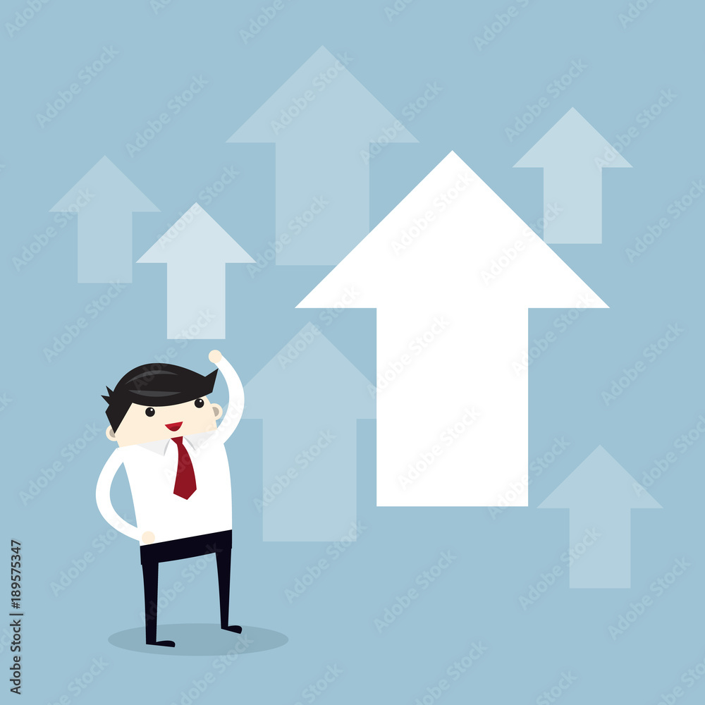 Fototapeta premium Businessman stand with arrow up success concept