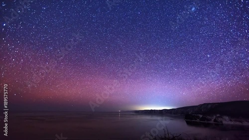 Winter forest timelapse, frosty and pure air, a night sky with millions of stars. Sikhote-Alin Nature Reserve, a biosphere reserve in Russia. photo