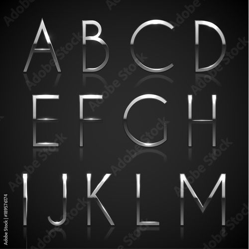 Metallic silver alphabet letters collection
