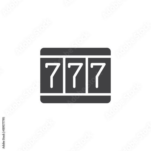 Fortune 777 icon vector, filled flat sign, solid pictogram isolated on white. Triple sevens symbol, logo illustration.