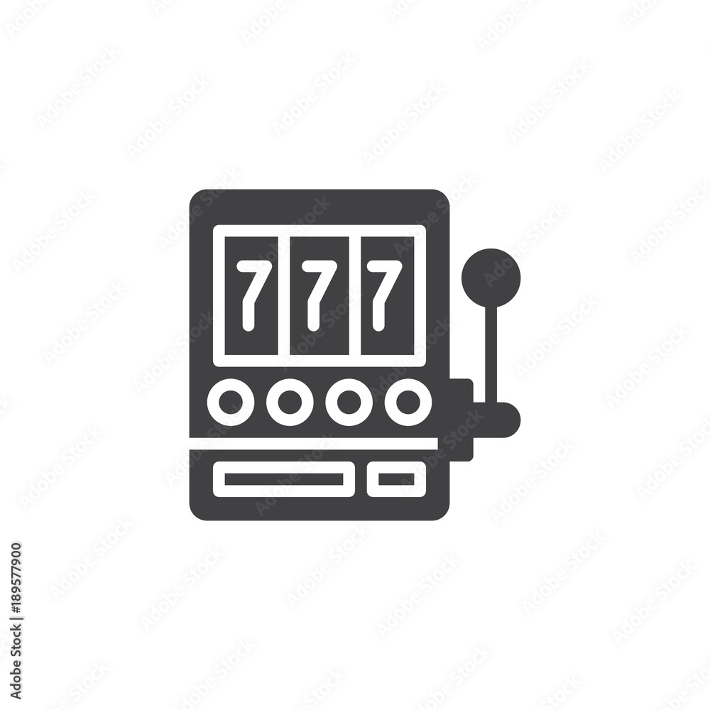 Slot machine with sevens icon vector, filled flat sign, solid pictogram isolated on white. Casino machine symbol, logo illustration. Slot machine with sevens icon vector, filled flat sign, solid pictogram isolated on white. Casino machine symbol, logo illustration.