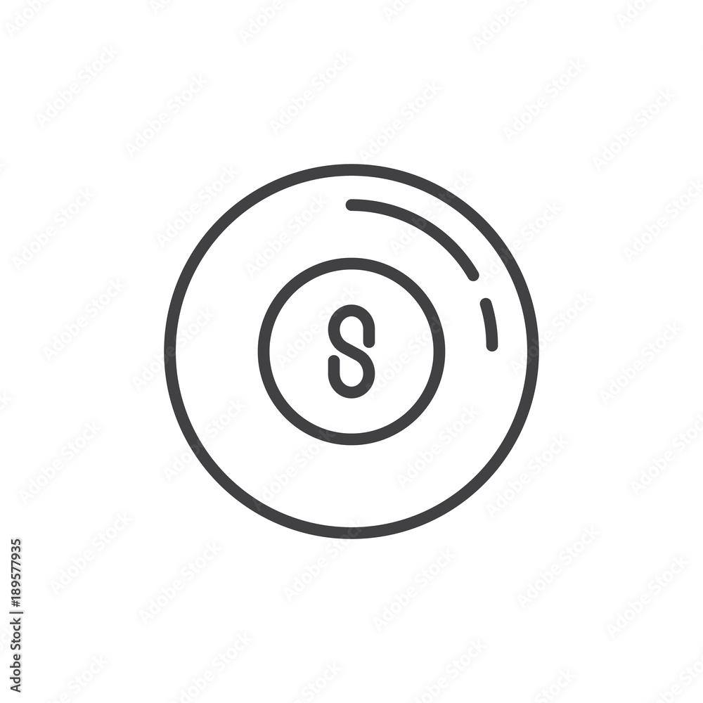 Pool ball line icon, outline vector sign, linear style pictogram isolated on white. Billiard eight ball symbol, logo illustration. Editable stroke Pool ball line icon, outline vector sign, linear style pictogram isolated on white. Billiard eight ball symbol, logo illustration. Editable stroke