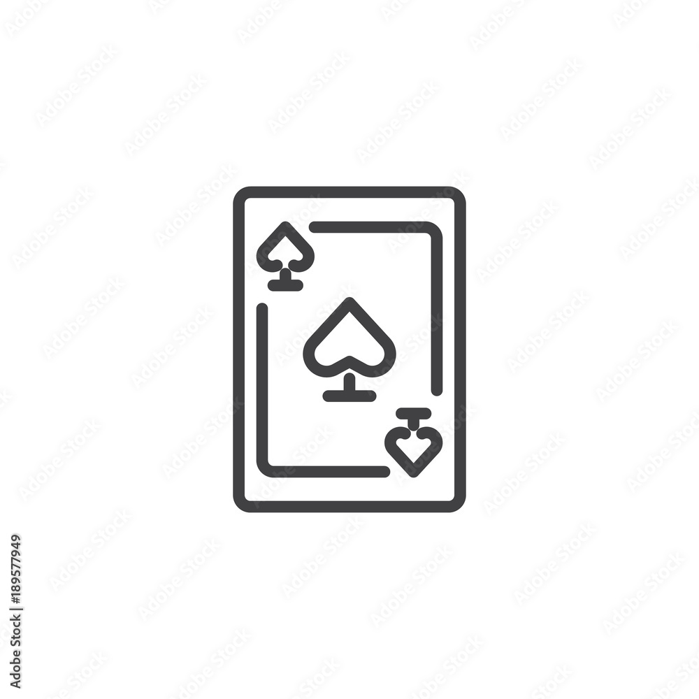 Ace of spades line icon, outline vector sign, linear style pictogram isolated on white. Spades card symbol, logo illustration. Editable stroke Ace of spades line icon, outline vector sign, linear style pictogram isolated on white. Spades card symbol, logo illustration. Editable stroke