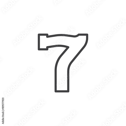 Slot machine lucky seven line icon, outline vector sign, linear style pictogram isolated on white. Number seven symbol, logo illustration. Editable stroke