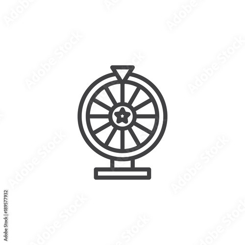 Lottery line icon, outline vector sign, linear style pictogram isolated on white. Casino roulette symbol, logo illustration. Editable stroke