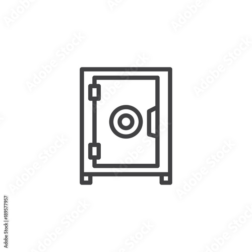 Safebox line icon, outline vector sign, linear style pictogram isolated on white. Safe symbol, logo illustration. Editable stroke