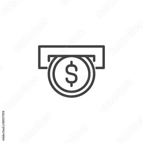 Free Download Slot of dollar coins line icon, outline vector sign, linear style pictogram isolated on white. Symbol, logo illustration. Editable stroke - GFXLoad