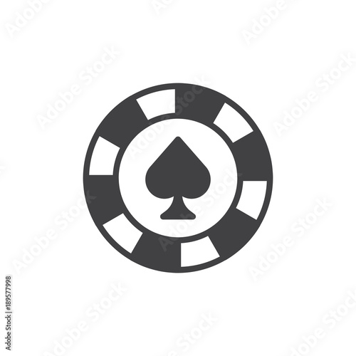 Spades chip icon vector, filled flat sign, solid pictogram isolated on white. Casino chip symbol, logo illustration.