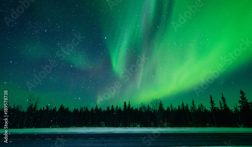 Northern lights ,Aurora borealis ,green, purple, blue, stars. North Pole, Iceland, Russia