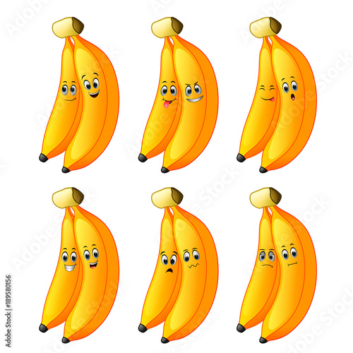 Couple banana in different emotions