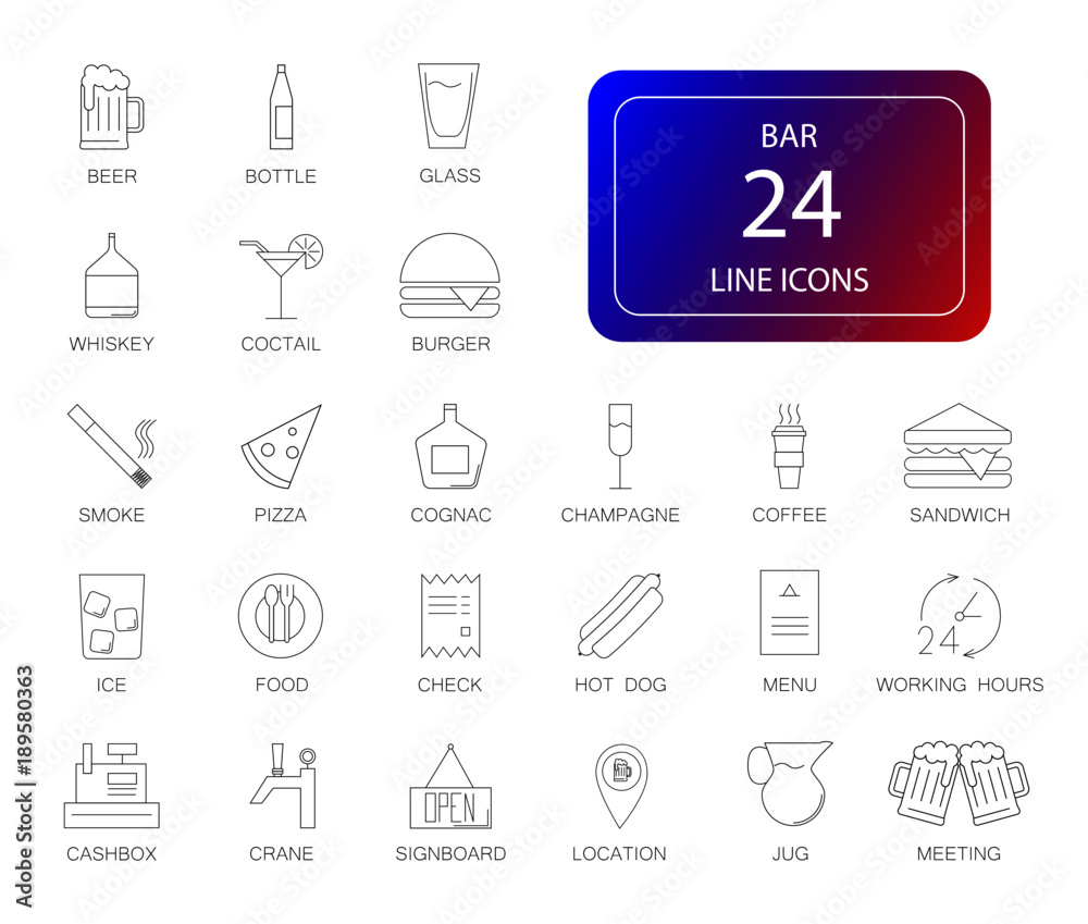 Line icons set. Bar pack. Vector illustration Line icons set. Bar pack. Vector illustration