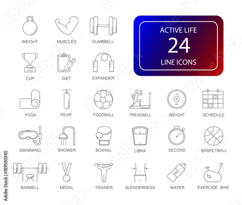 Line icons set. Active Life pack. Vector illustration
