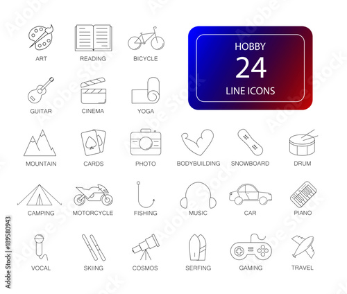 Line icons set. Hobby pack. Vector illustration photo